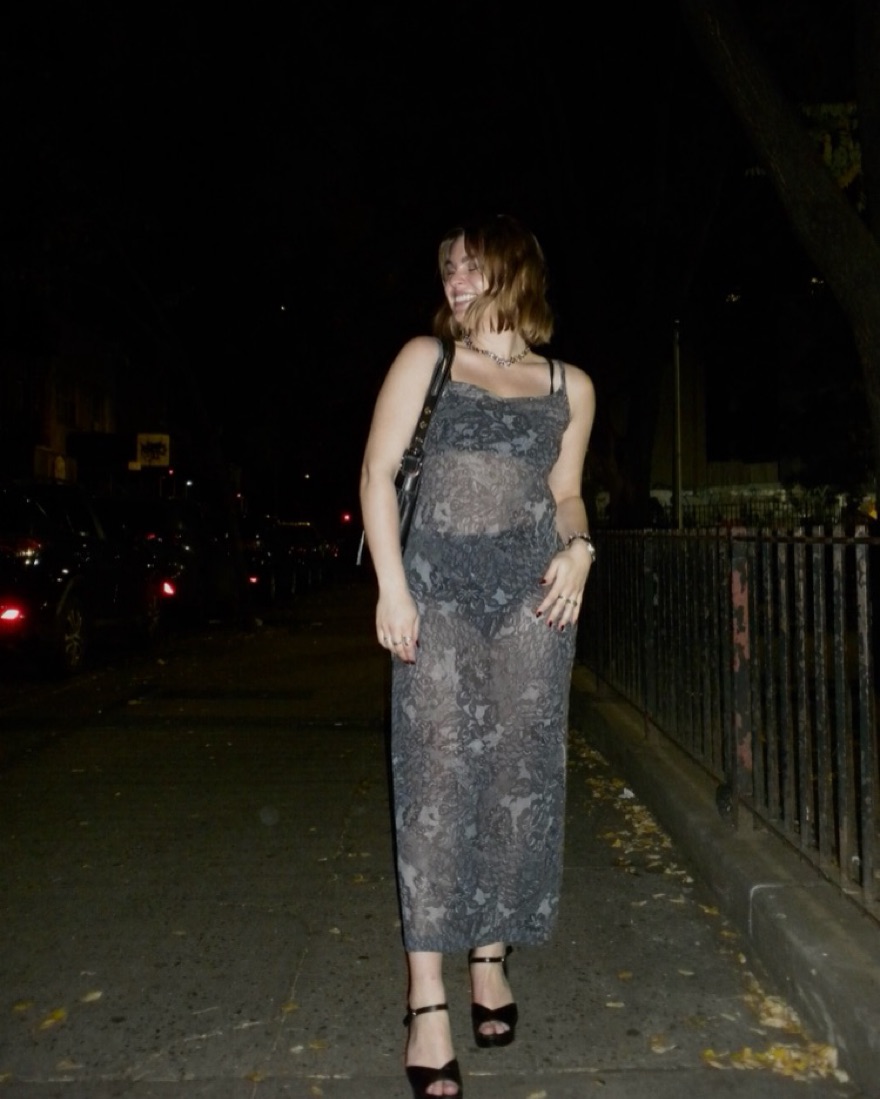 Vintage Express Sheer Dress by Vintage / Thrifted - Pickle