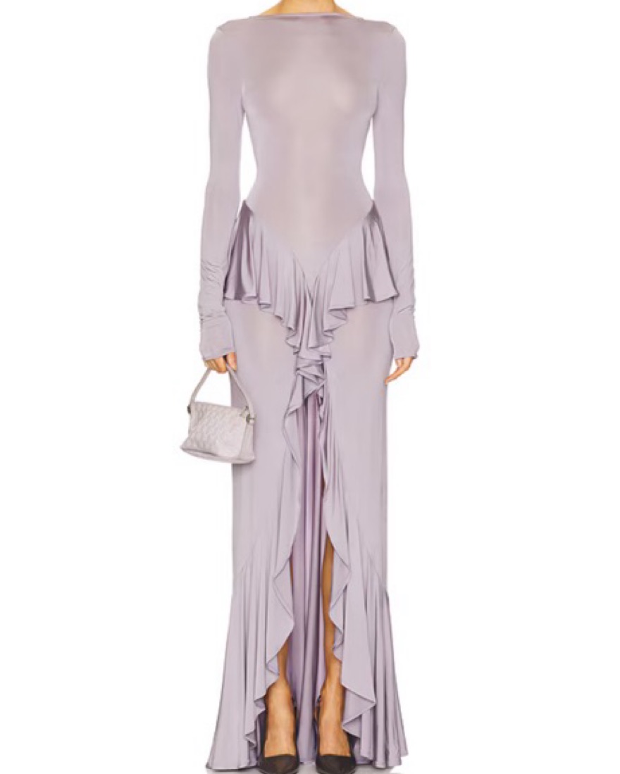 purple dress pick up today Purple Square Neck Full Sleeves Satin Evening Dress  TANYA BRIDAL
