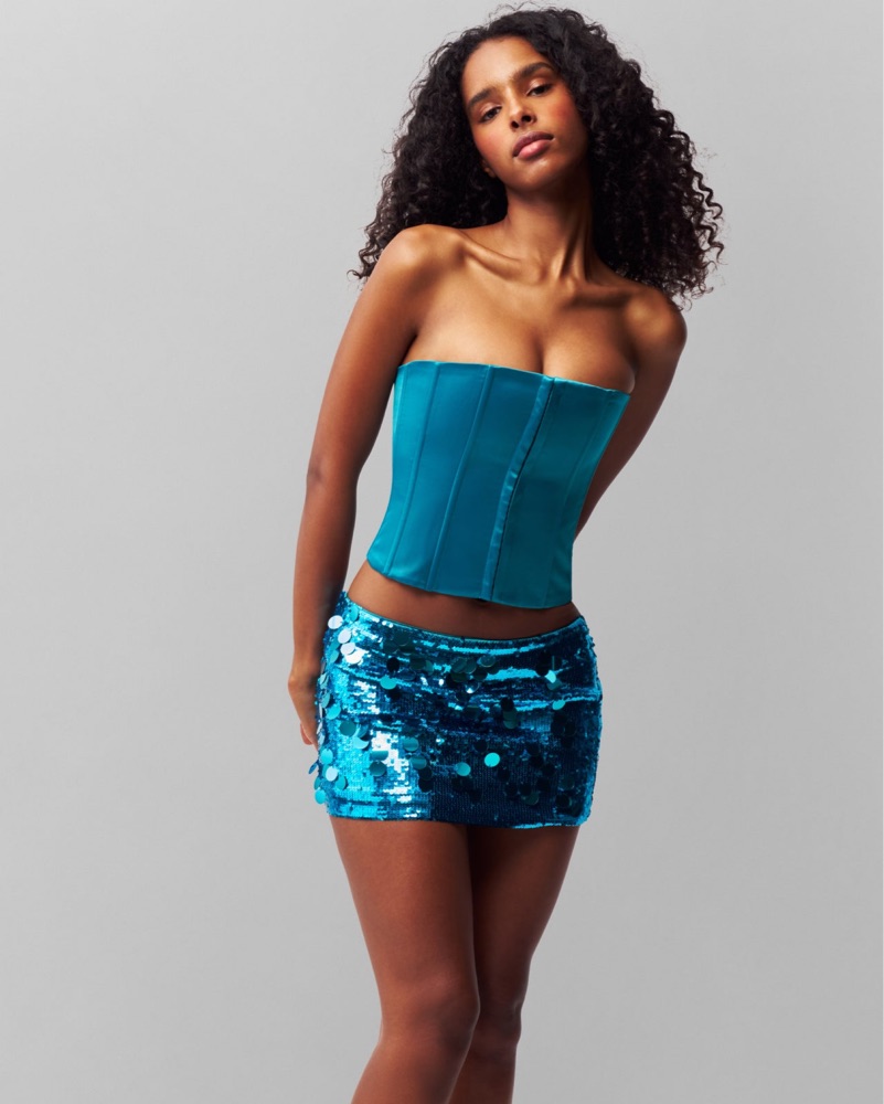 guizio satin corset dress GUIZIO Satin Corset Dress in Black