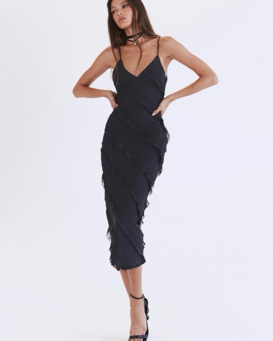 long sleeve cut out maxi dress in beige Acapulco Long Sleeve Cut-Out Waist Side Split Midi Jersey Dress Beige