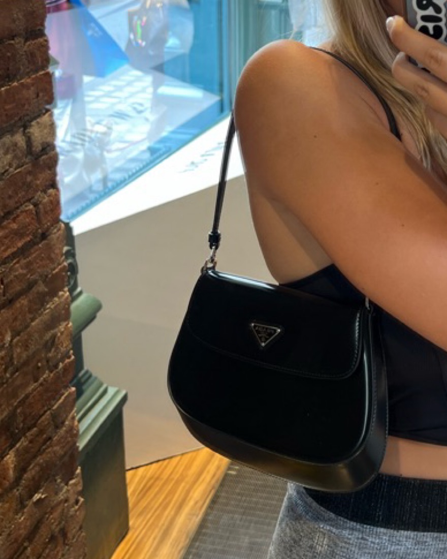 ショルダーバッグ・ポシェット Prada Cleo Brushed Leather Mini Bag with Flap Black Black Prada Cleo Brushed Leather Shoulder Bag | PRADA