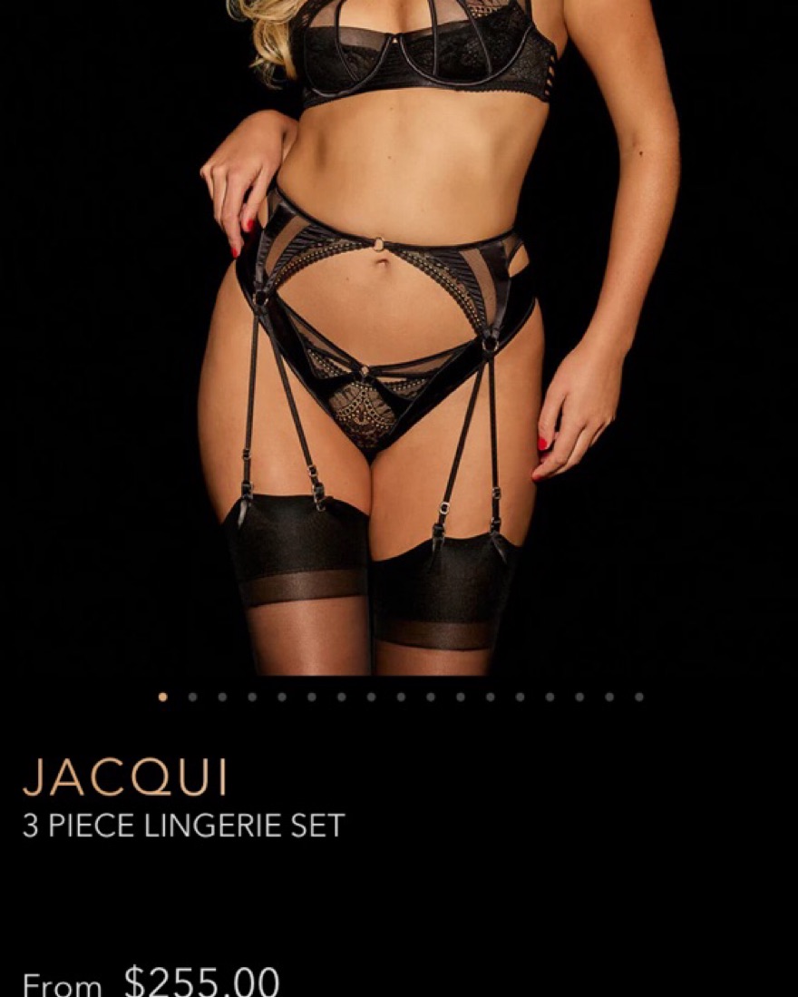 Honey Birdette Jacqui 3-piece Lingerie by Honey Birdette - Pickle