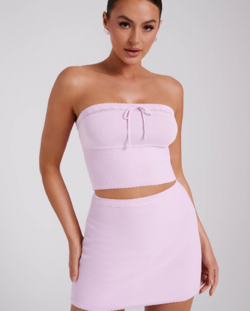 Meshki Knit Tube Top & Mini Skirt Pink | Pickle