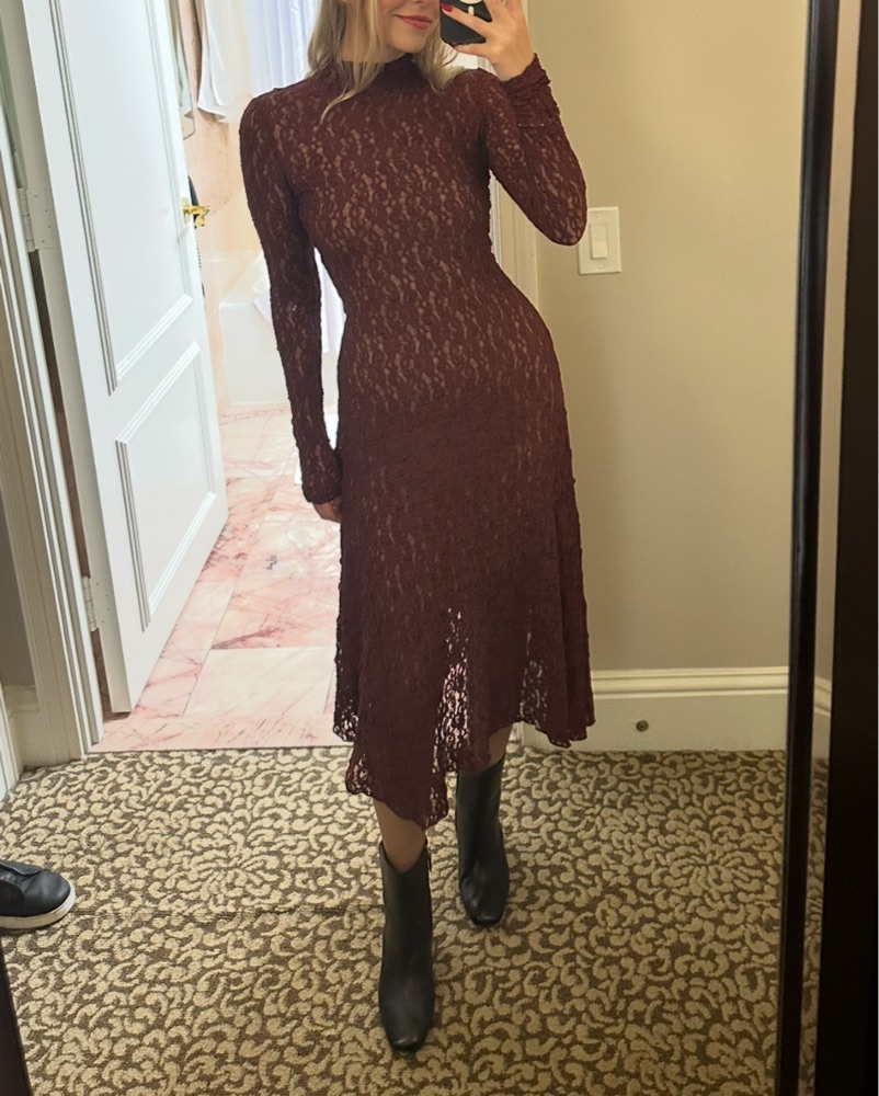 Zariganiページ zara mesh burgundy dress | Pickle