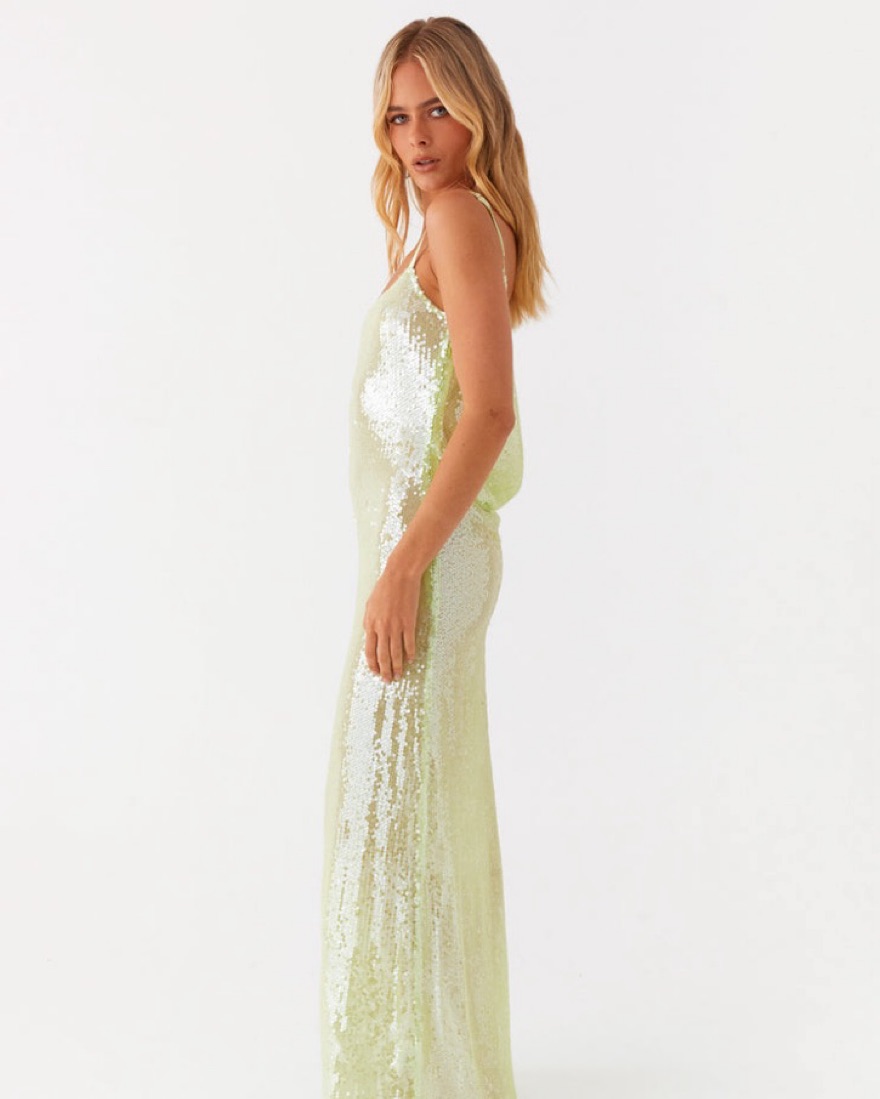 glitter dress long sleeve Sequin Fitted Long Sleeve Slit Gown by Ladivine CH054 main image 0