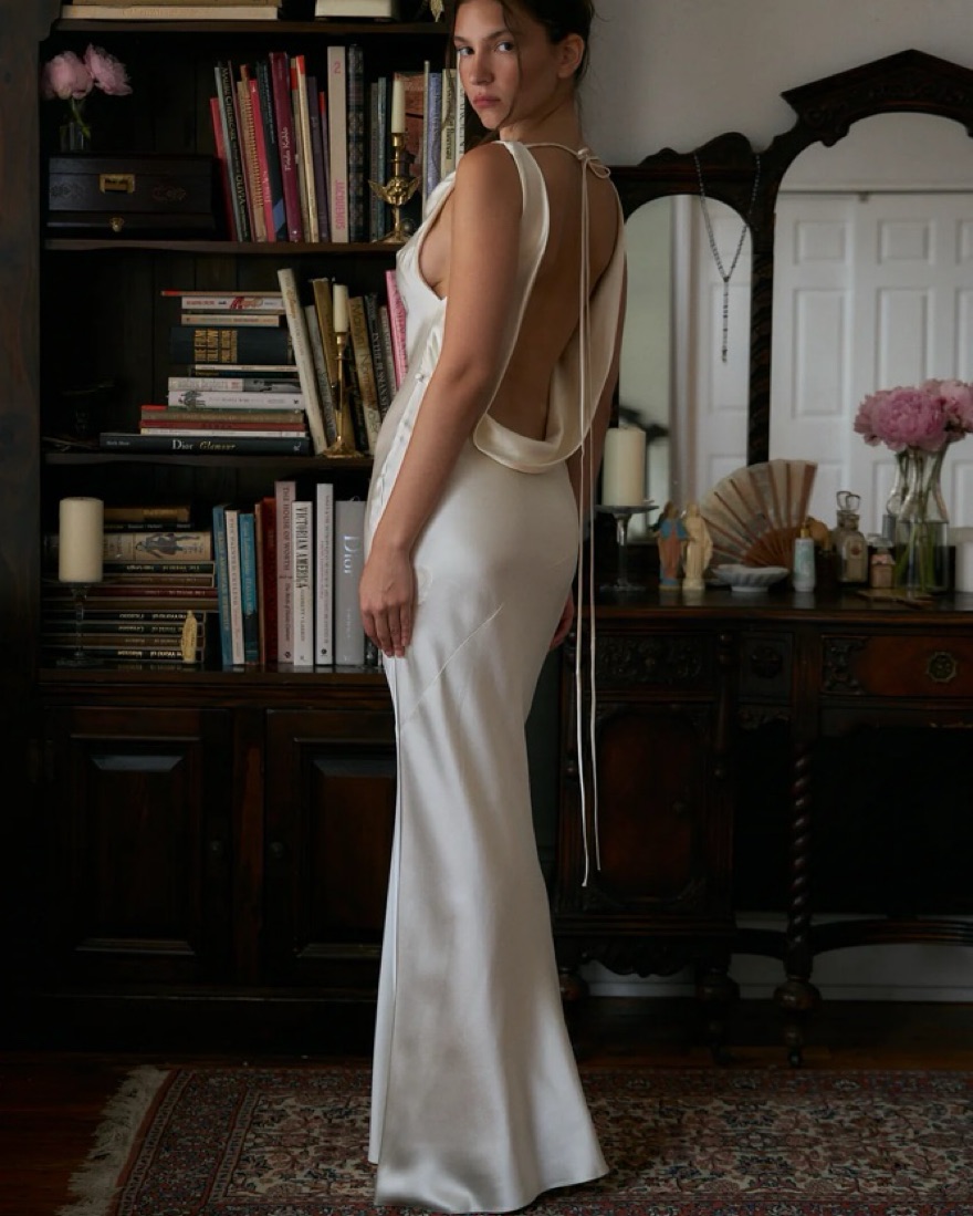 Mirror Palais Plunging Back Cowl Dress by Mirror Palais - Pickle