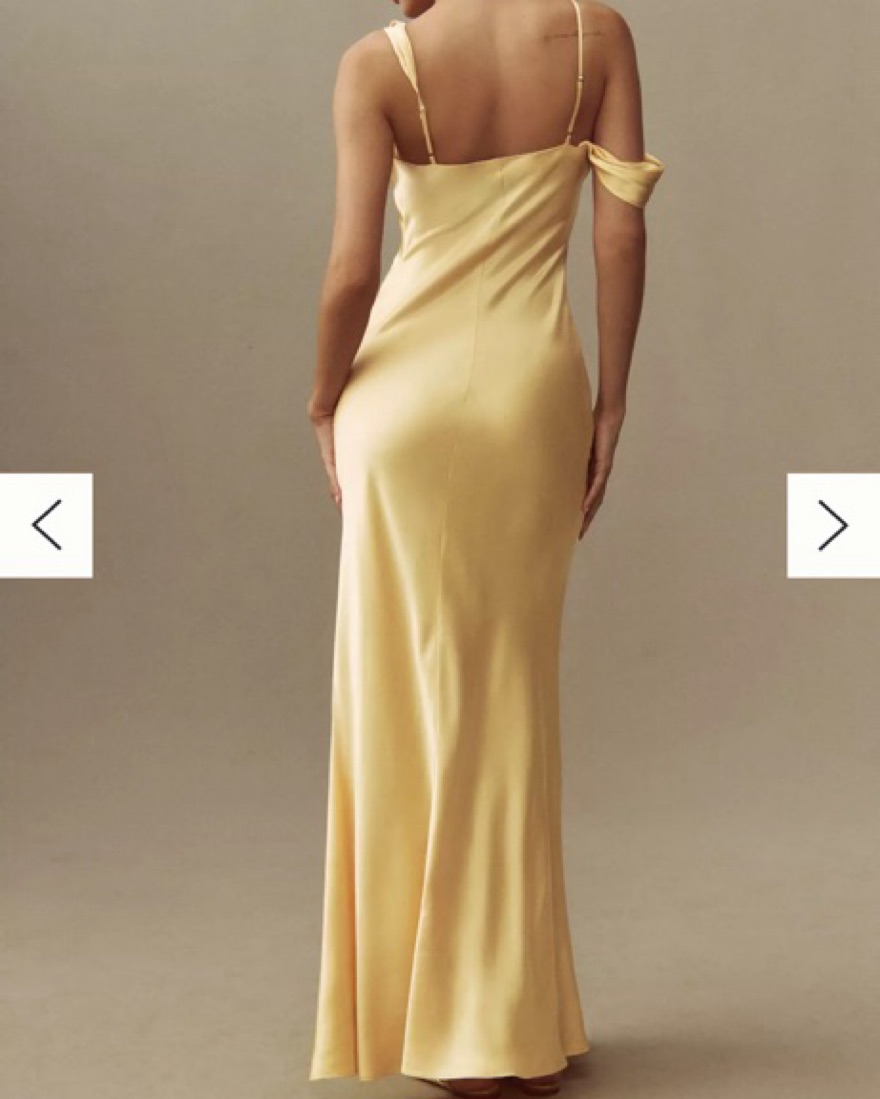 reformation ronda asymmetrical cowl-neck silk maxi dress Reformation Ronda Cowl Neck Silk Wedding Dress