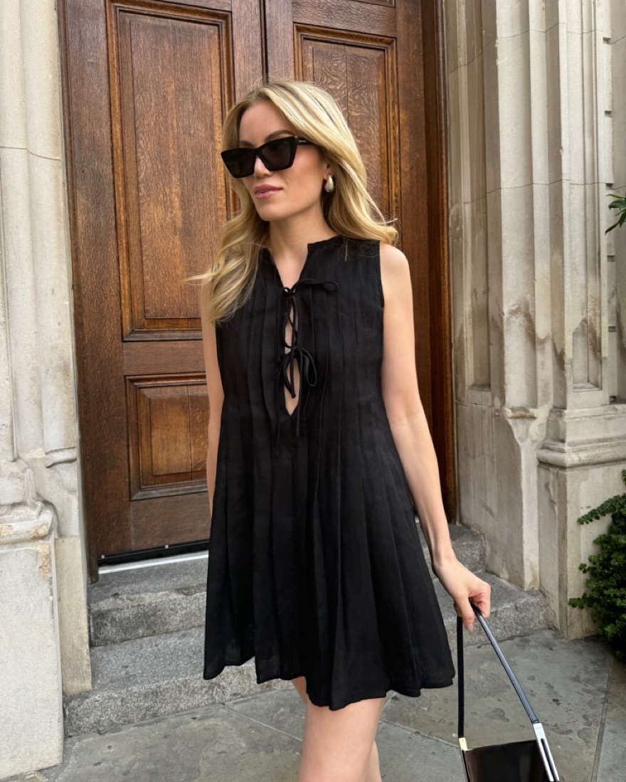 VRG GRL Valeria Linen Mini Dress Black 0 by VRG GRL - Pickle