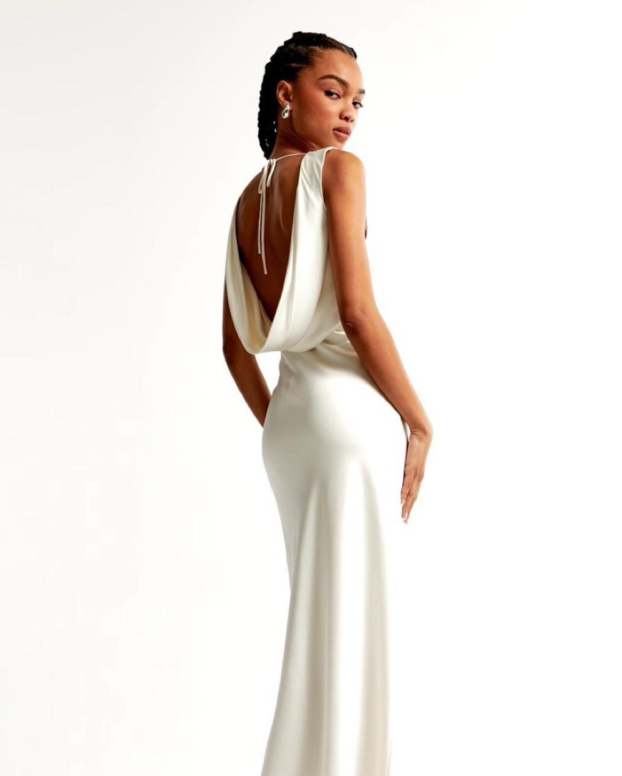 A&F Plunge Cowl Back Maxi Dress by Abercrombie and Fitch - Pickle