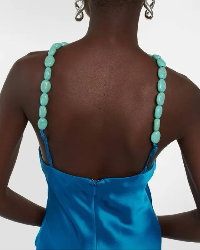 staud beaded turtle dress Pearl Beaded Tulle Leg Slit Gown by Andrea and Leo A1436