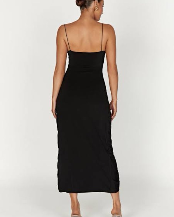 NEVAEH Rose Midi Dress - Black | Size L by Meshki - Pickle