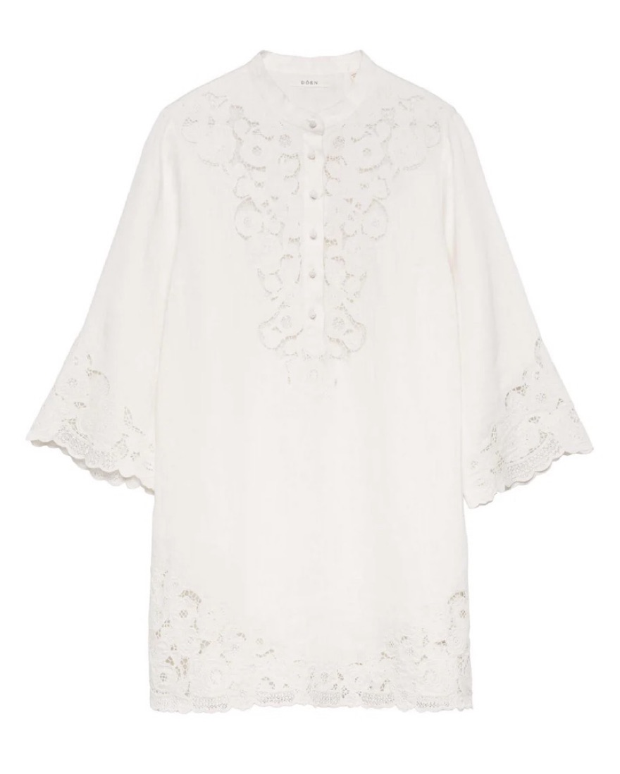 doen embroidered dress Doen Marina Dress S 6 Women's Casual Embroidered Smocked Boho Midi NEW 31129