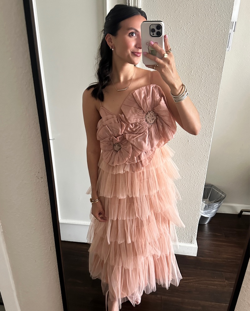 anthropologie tulle dress Mare Bubble Midi at MarketFair Shoppes in Princeton, NJ Elegant Tiered Tulle Dress by