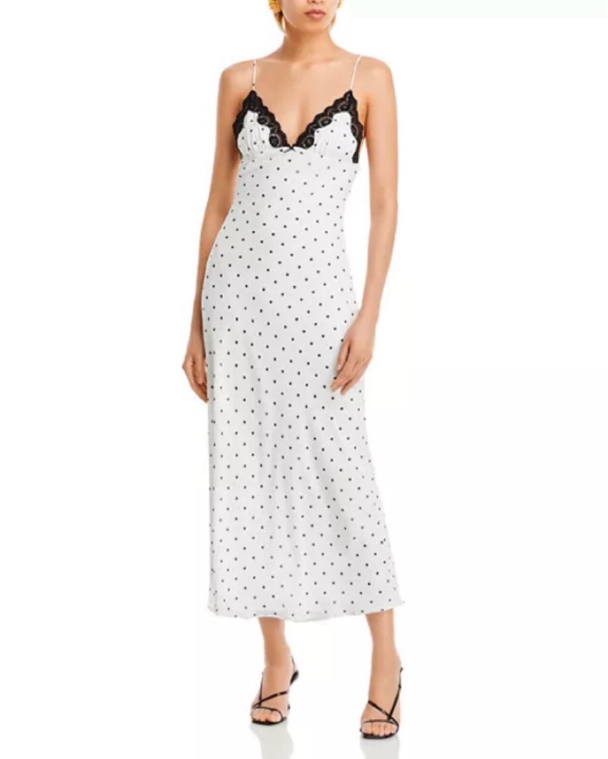 Polka Dot Slip Dress with Lace Trim | Pickle