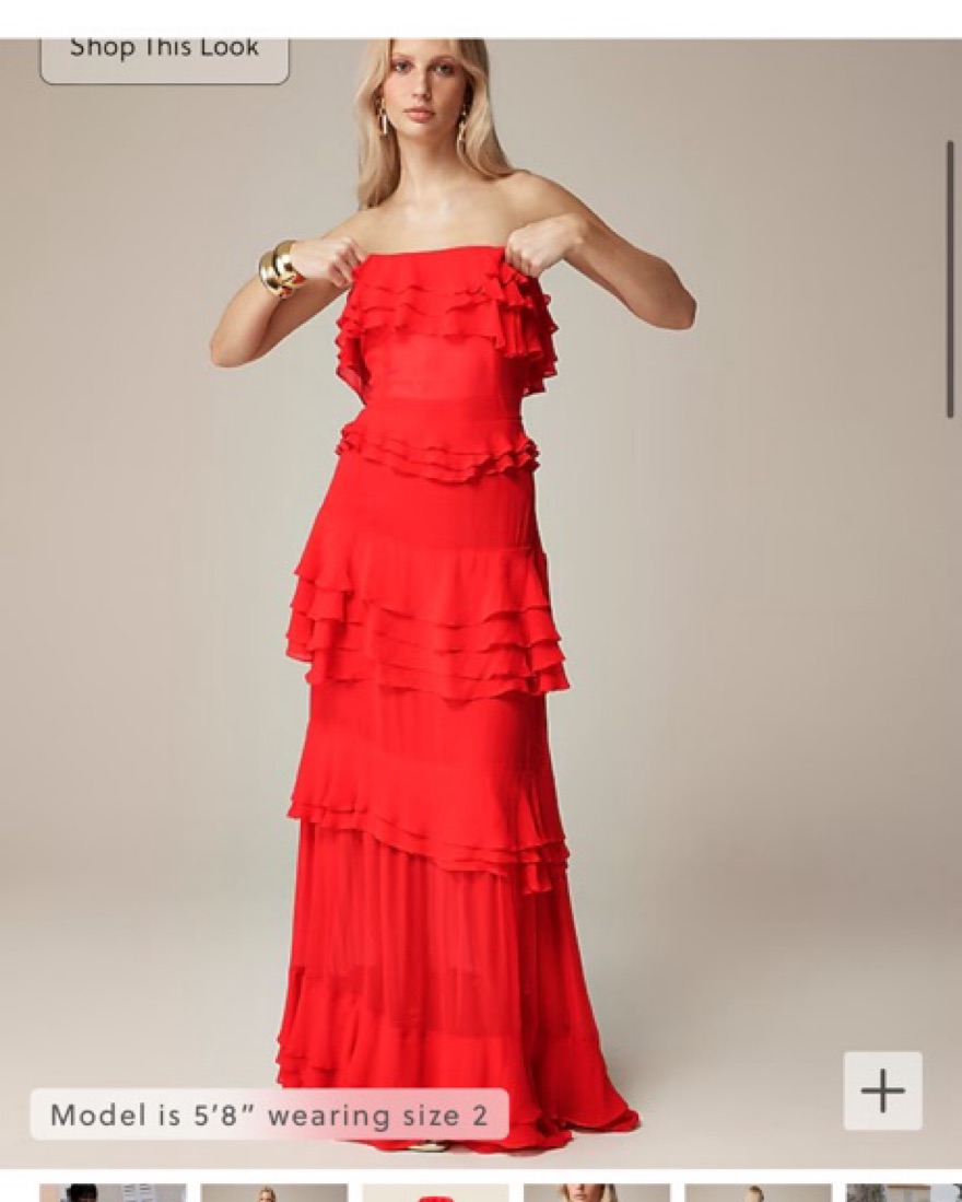 JCrew Red Ruffle Gown by J Crew - Pickle