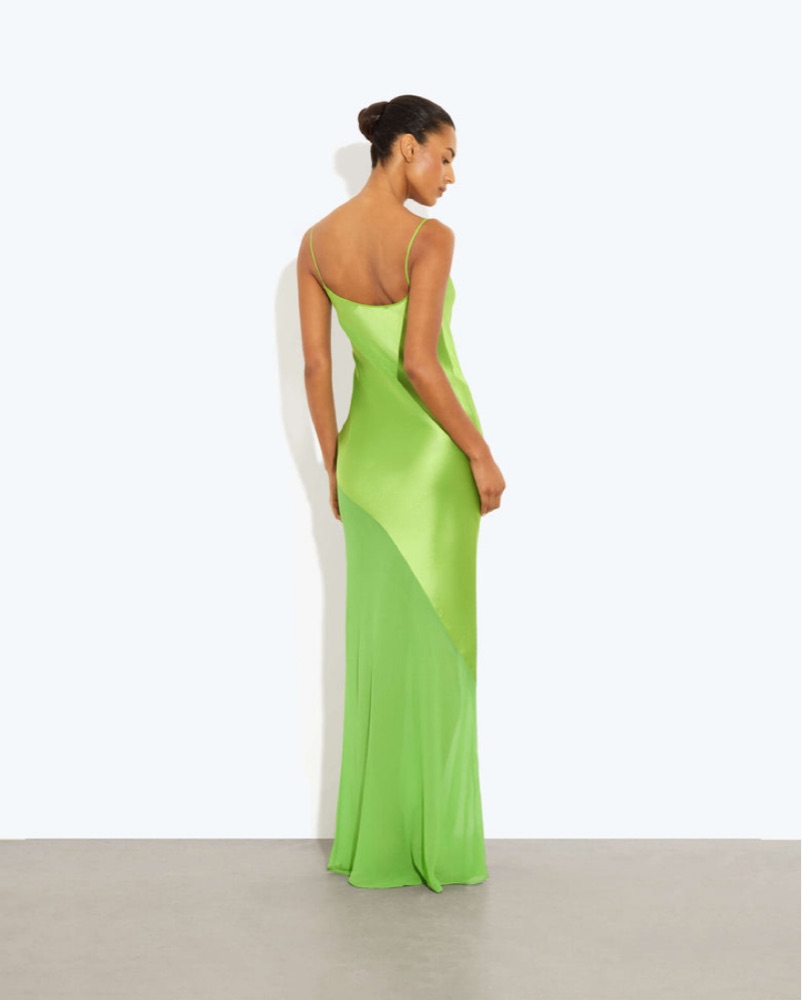 rat and boa green silk dress Navarra Dress Lime