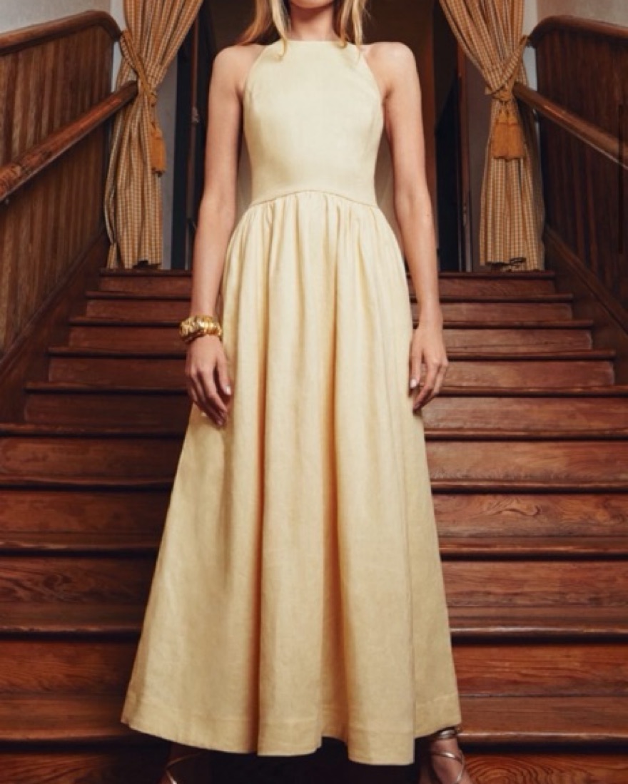 butter yellow dress linen Reformation Butter Yellow Linen Dress by Reformation
