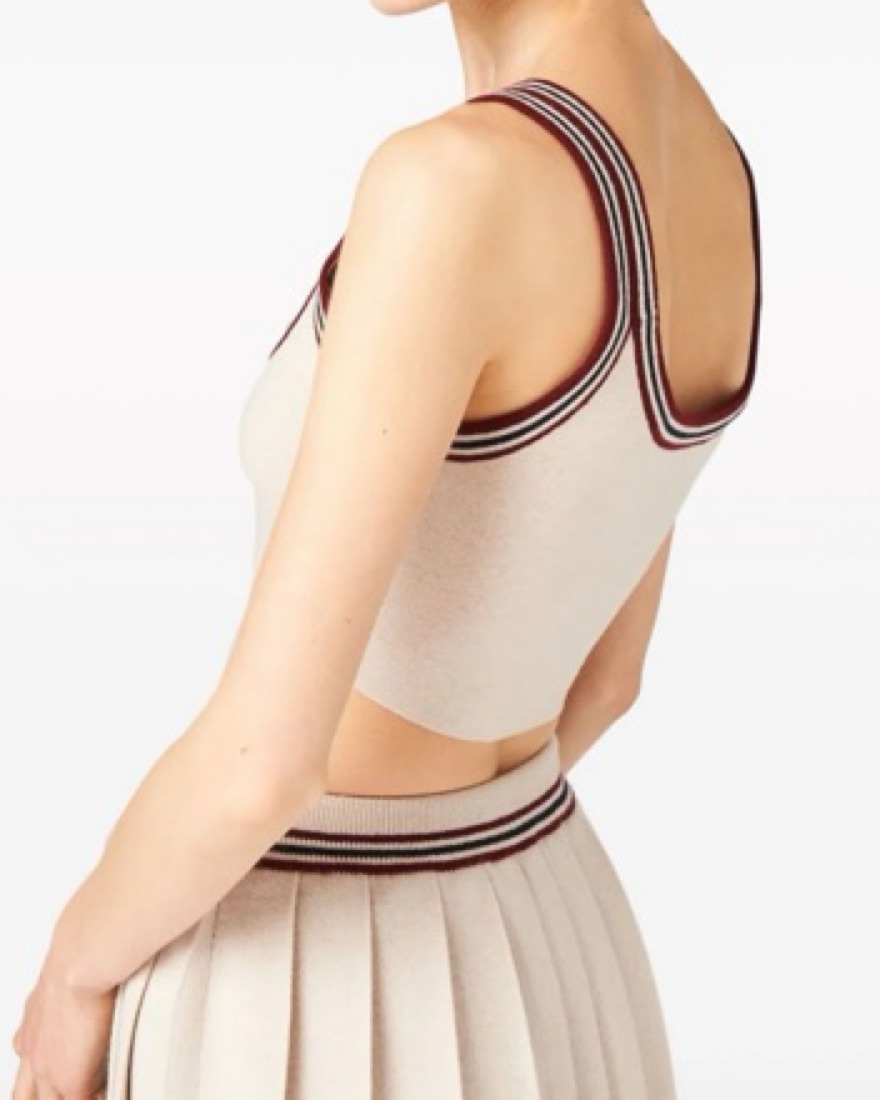 Miu Miu stripe-trim cashmere cropped top | Pickle