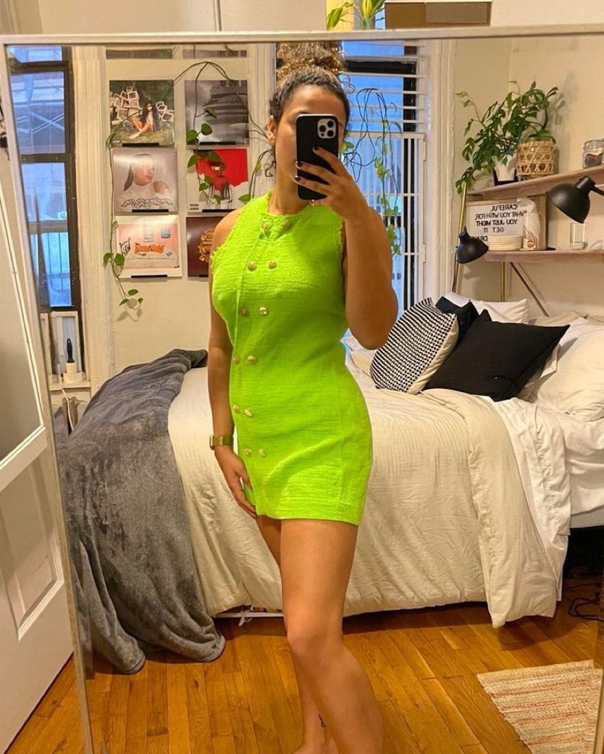 zara green tweed dress Zara Green tweed dress Xs Worn once