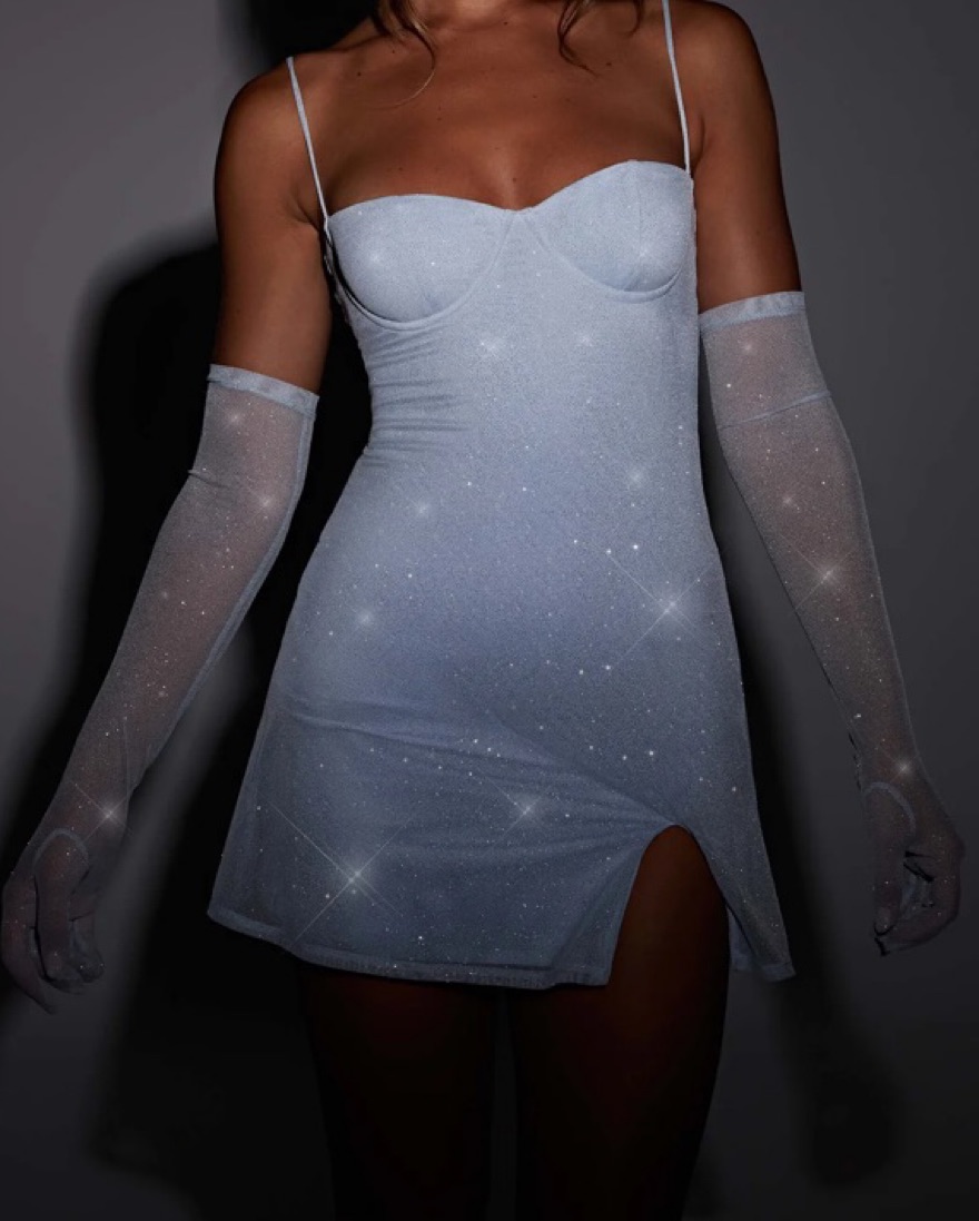 sparkly bridal mini dress Bronx And Banco Midnight Bridal Sequin Bustier Mini Dress