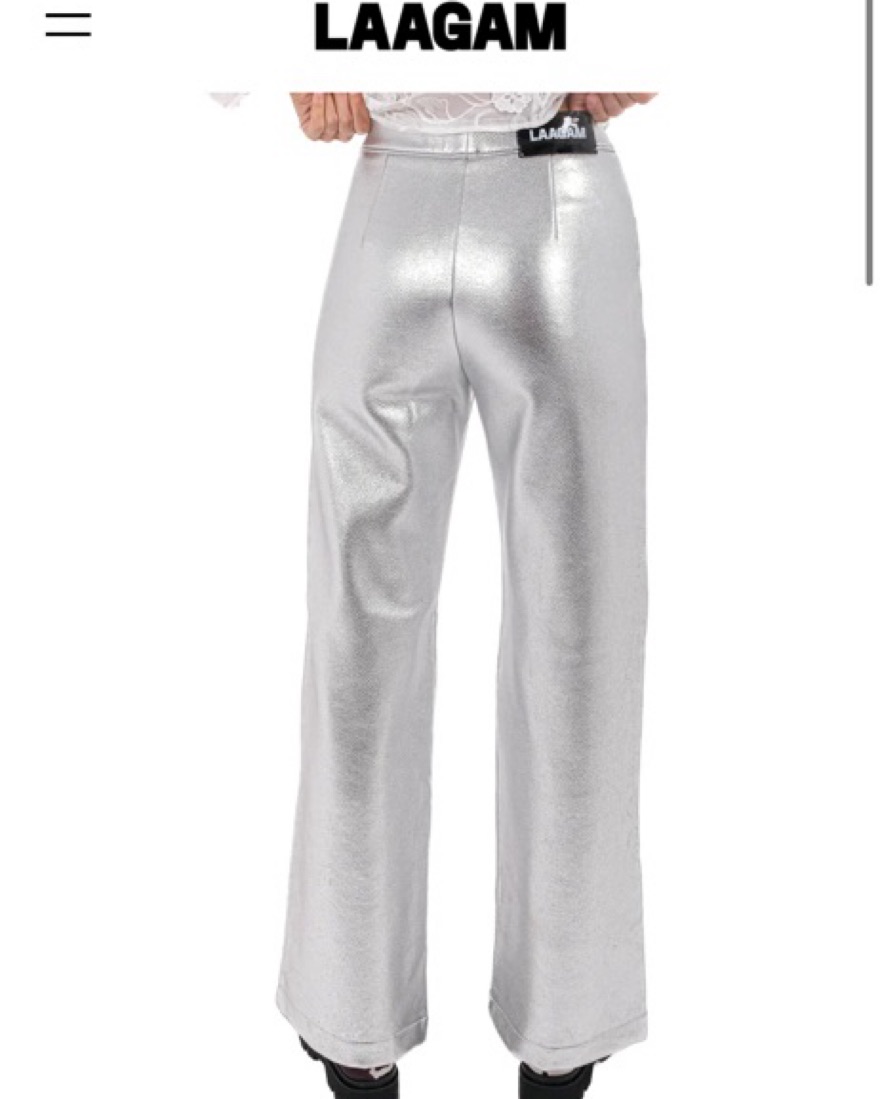 lig. eco leather pants / silver 美品 Silver Leggings - LUXFINDZ