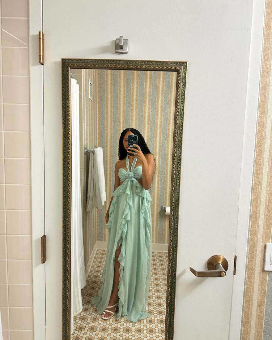 Ruffle Cut Out Selfie Leslie Dress by Selfie Leslie - Pickle