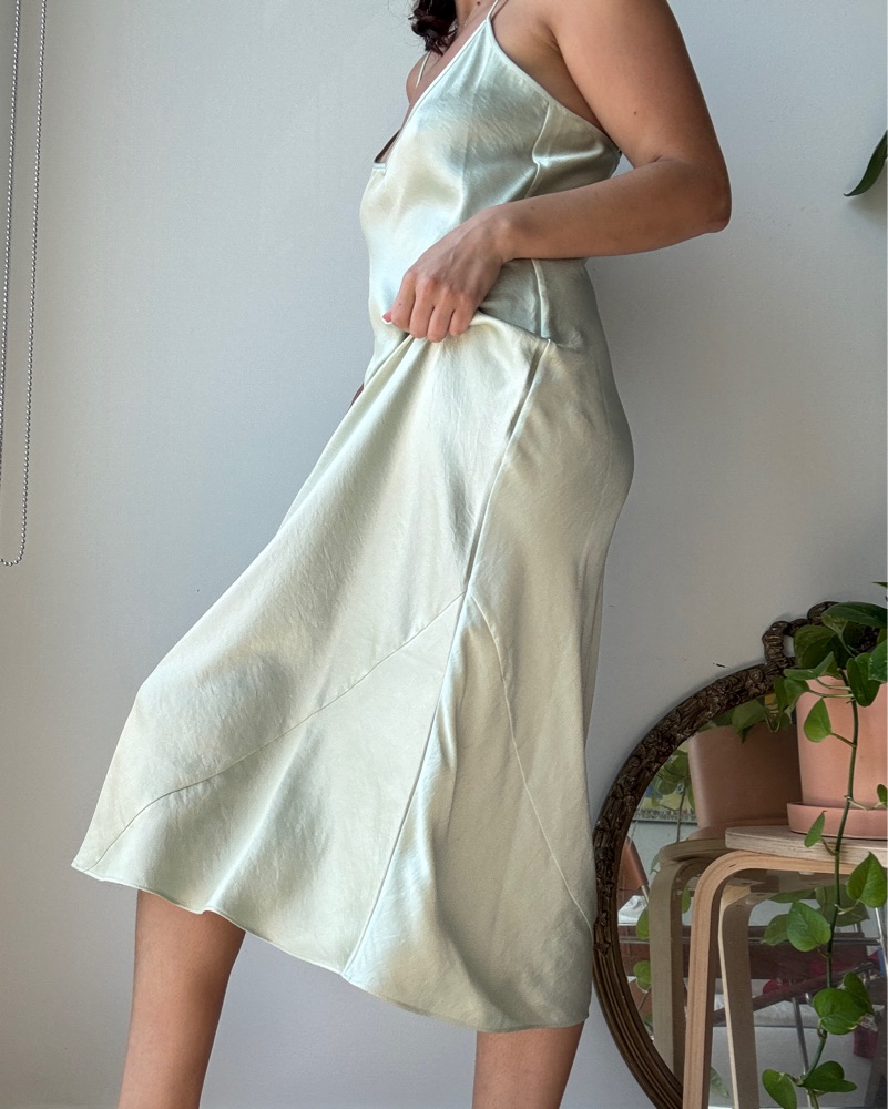 aritzia sage gree satin dress Zara Olive Green Sequinned Corset Muslin Lehenga Set main image 0
