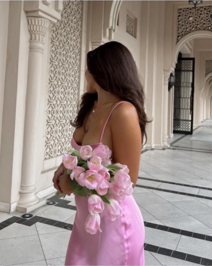 Zara Light Pink Satin Midi Dress by Zara - Pickle