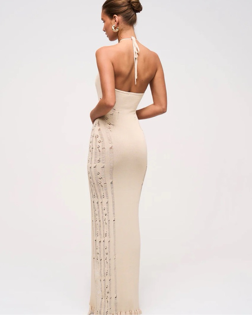 MURCI Deep v knitted maxi dress by Murci - Pickle
