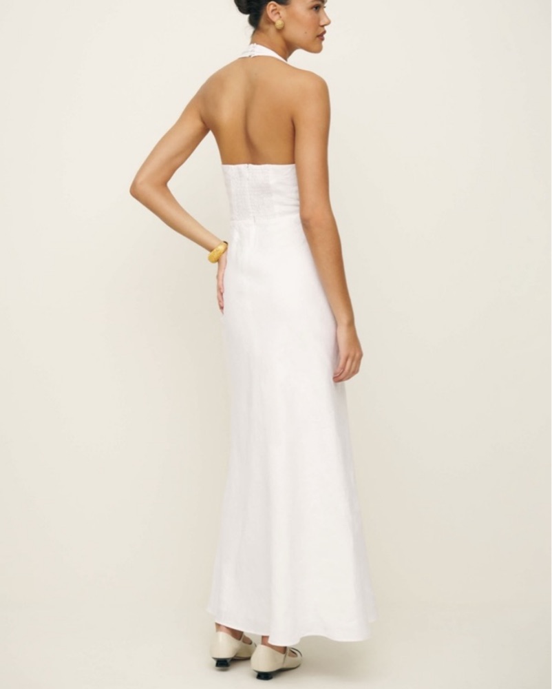 Reformation Delilah Linen Dress in White by Reformation - Pickle