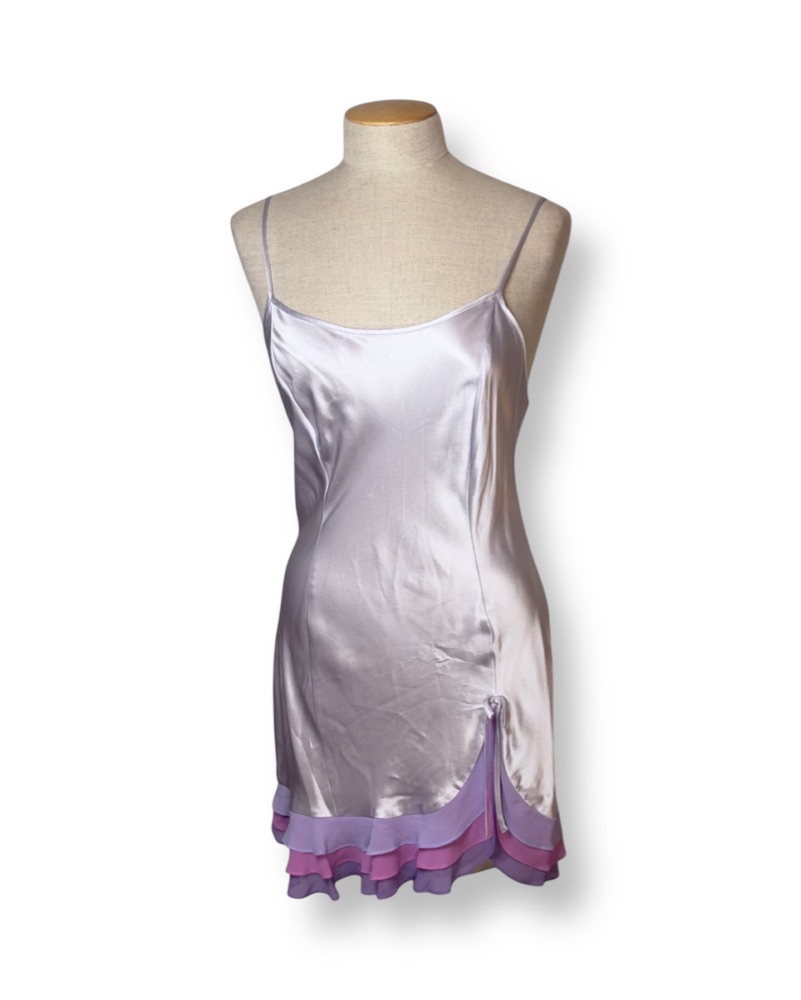 white flowery dress Ruffled Off Floral Motif Flocked with Flower – Rodarte Thin adjustable straps Size:14.0/14.5 HALTER SWIM DRESS - swatch:sunset