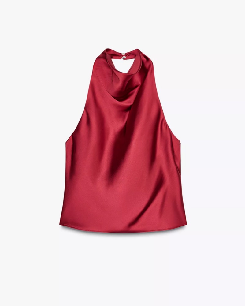 その他 RAKUTAO 101696 Zara Red Satin Halter Top | Pickle