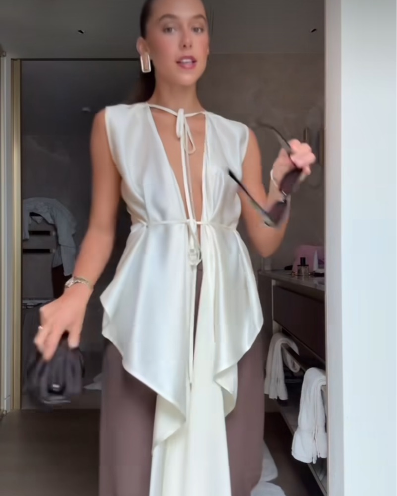 HELMUT LANG アシンメトリードレス サイズ2 Helmut Lang Draped Silk Charmeuse Top by Helmut Lang - Pickle