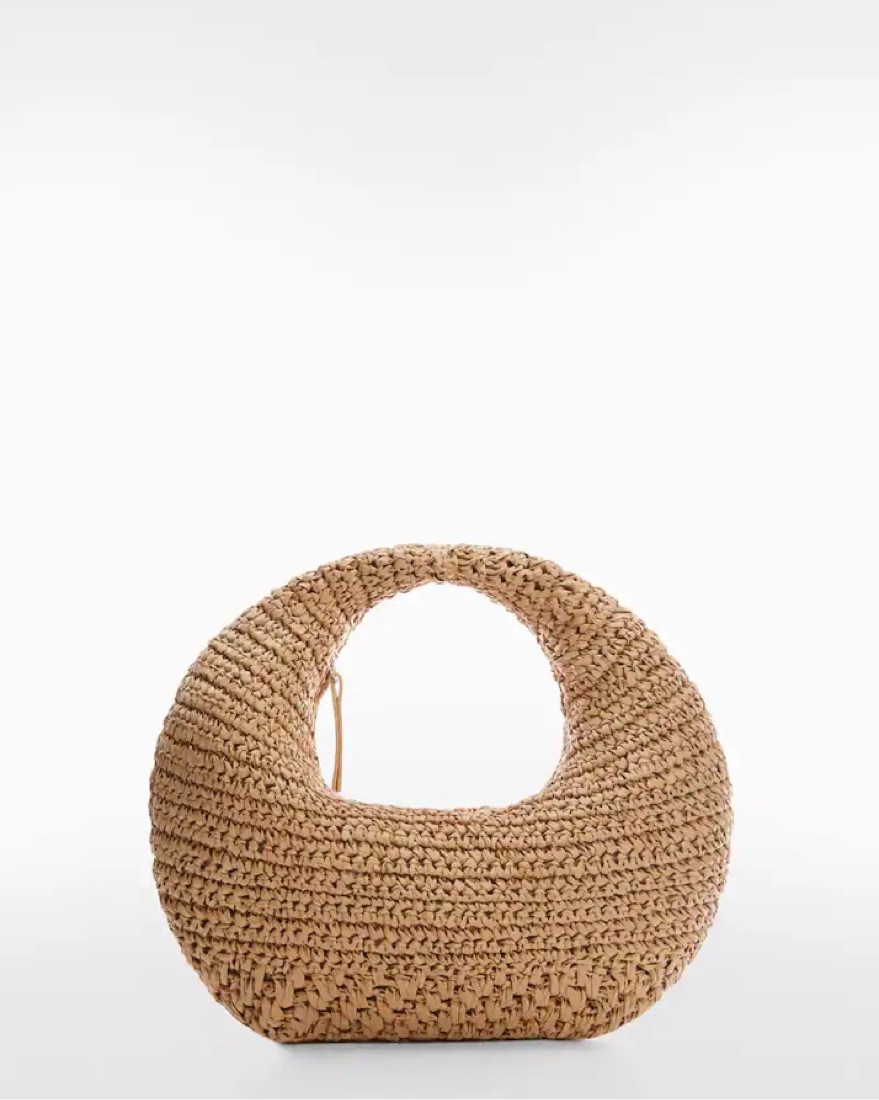 Mango Round Natural Fiber Raffia Bag by Mango - Pickle