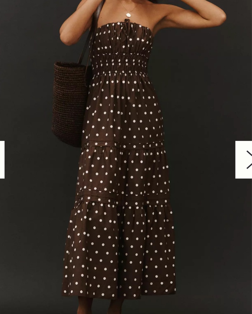 brown tj maxx dress Brown Strapless Polka Dot Dress by Tj Maxx