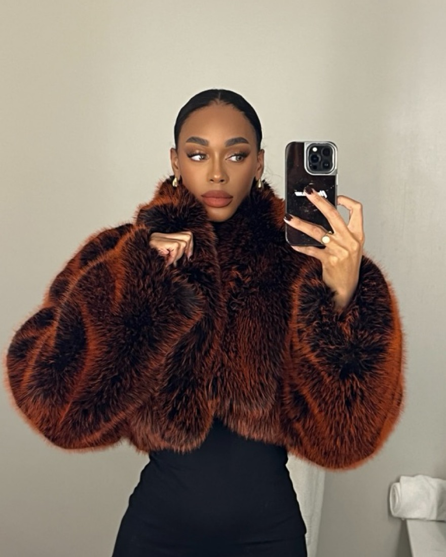 Black/Orange fur jacket by Akira - Pickle
