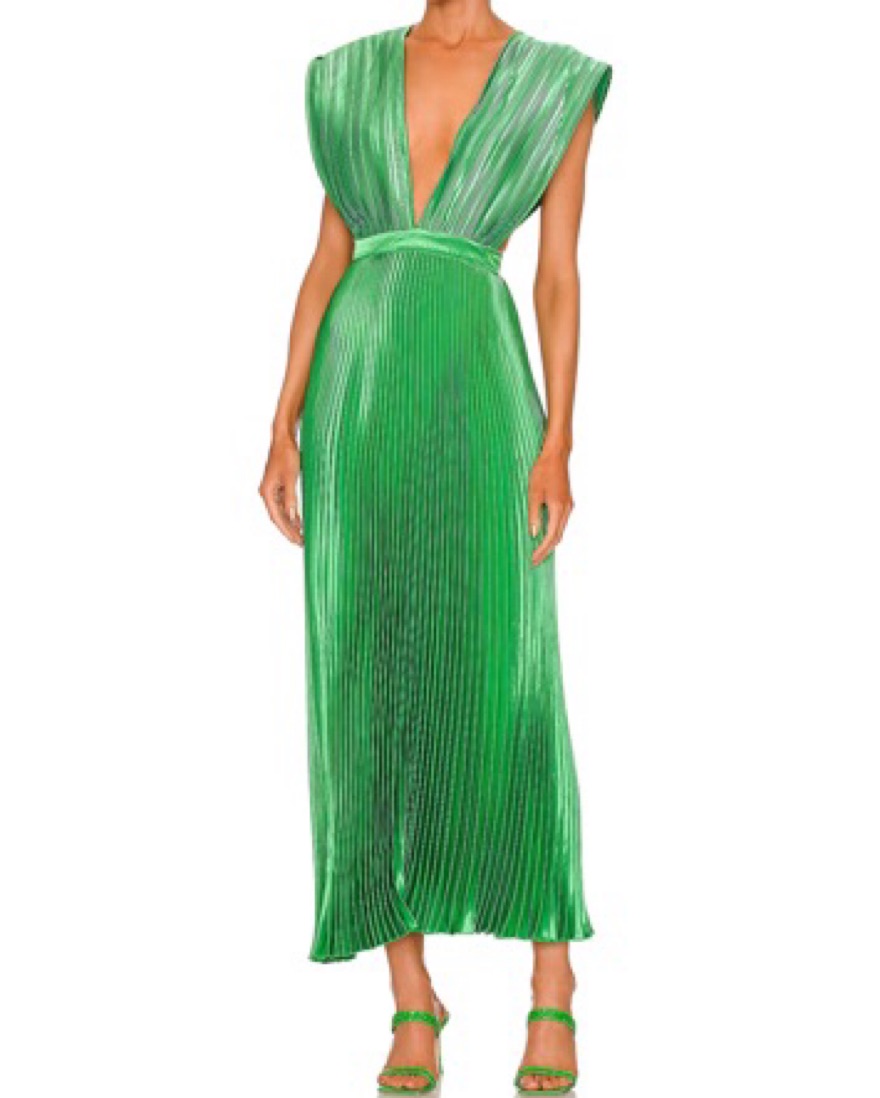 l'idee gala deep-v pleated a-line maxi dress L'IDE Pleated Gala Gown