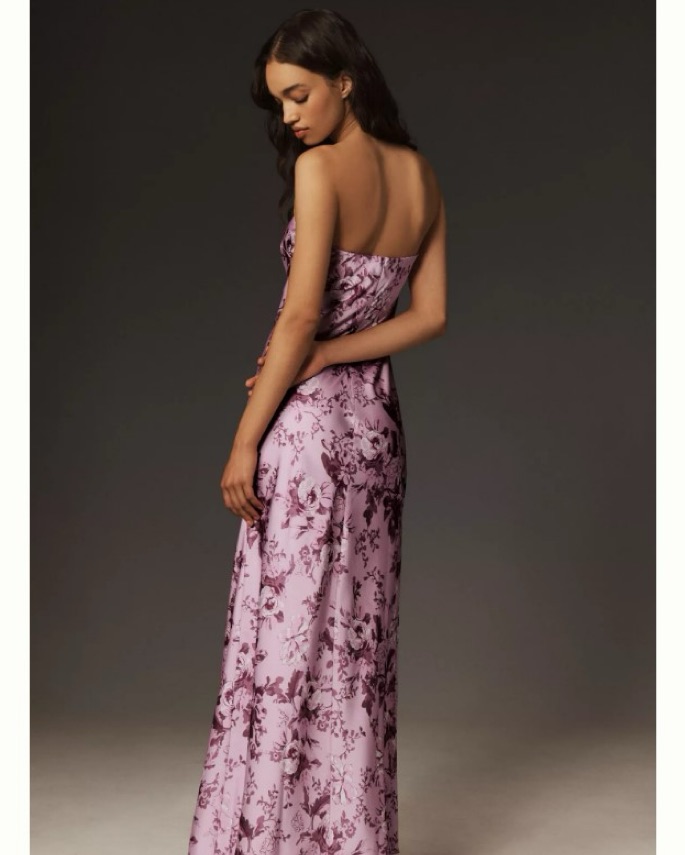 BHLDN Mia Strapless Satin Column Maxi | Pickle