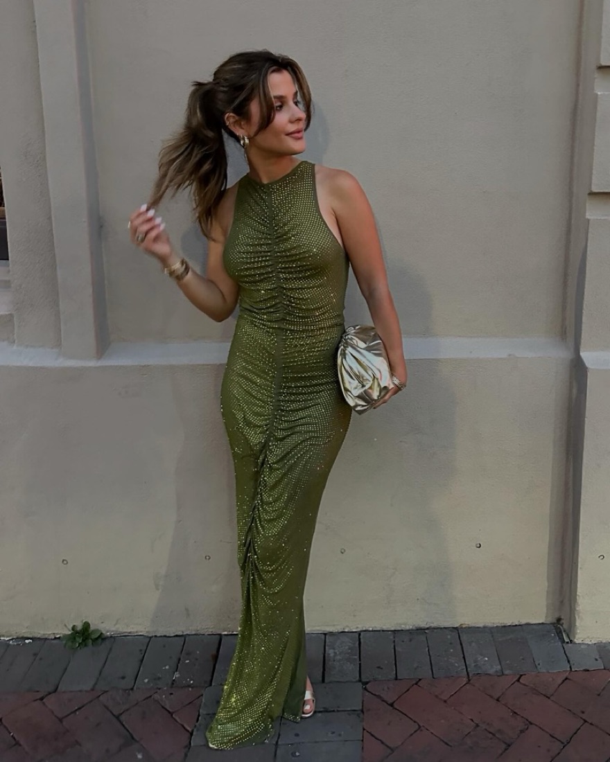 Retrofete marsann Dress In Olive Pickle
