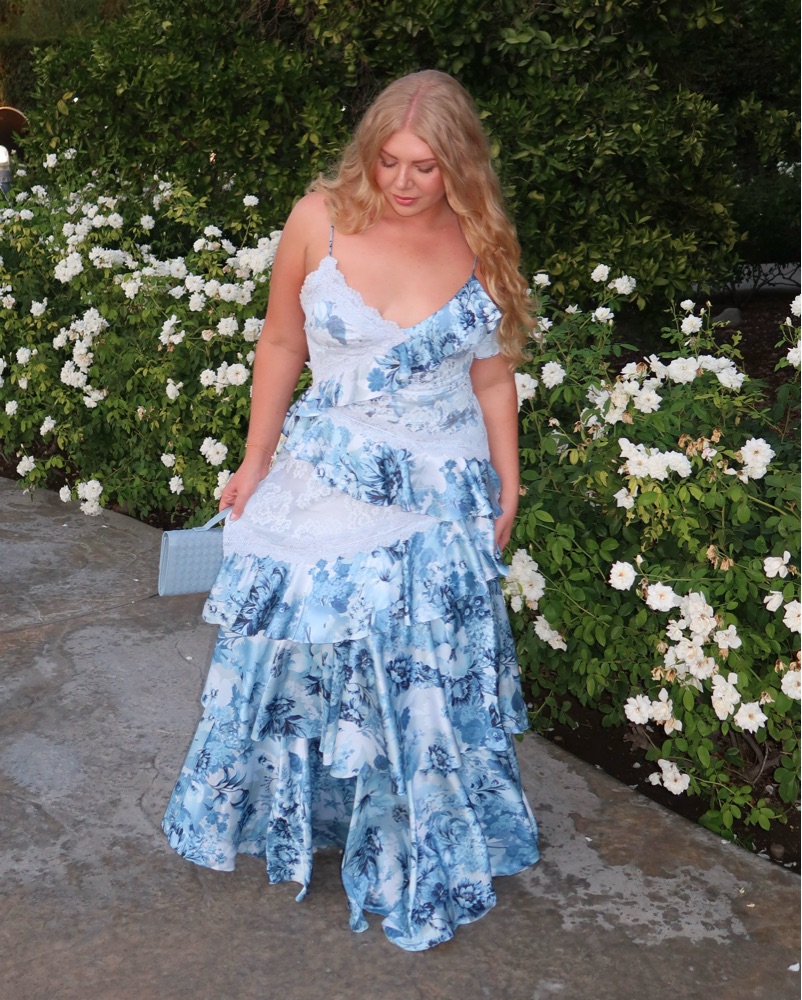 sachin and babi light blue dress 1980s Couture Vintage Red Silk Billowing Sleeve Evening Dress –  Featherstone Vintage main image 0