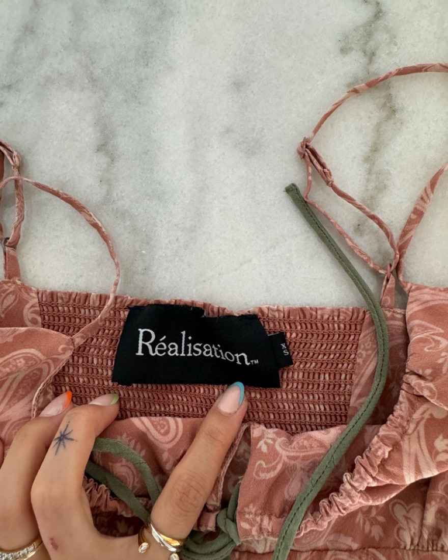 Realisation Par Inez Silk Mini Dress by Realisation Par - Pickle