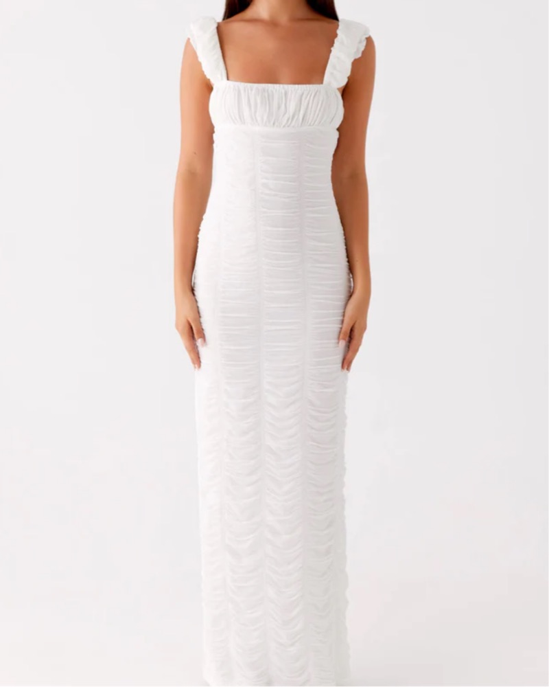 white silk long sleeve dress Sofia Open Back Satin Maxi Dress main image 1