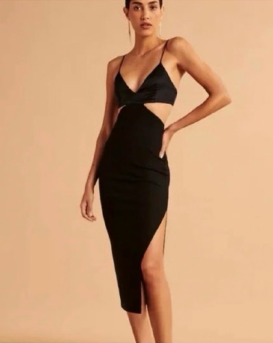 abercrombie cut out dress Abercrombie Satin Midi Cutout Dress by Abercrombie and Fitch