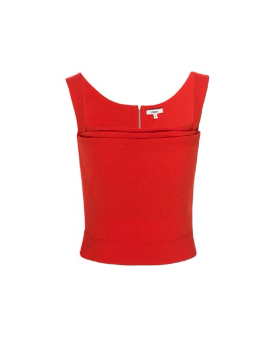 トップス miumiu corset camisole red MIU MIU 2000's Red Corset-Style Cotton Top (S-M) - Emerieu