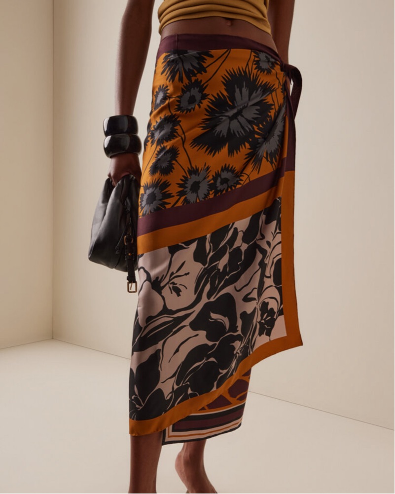 ベルギー製 DRIES VAN NOTEN フラワー キルティング スカート New - Dries Van Noten Satin Skirt by Dries Van Noten - Pickle