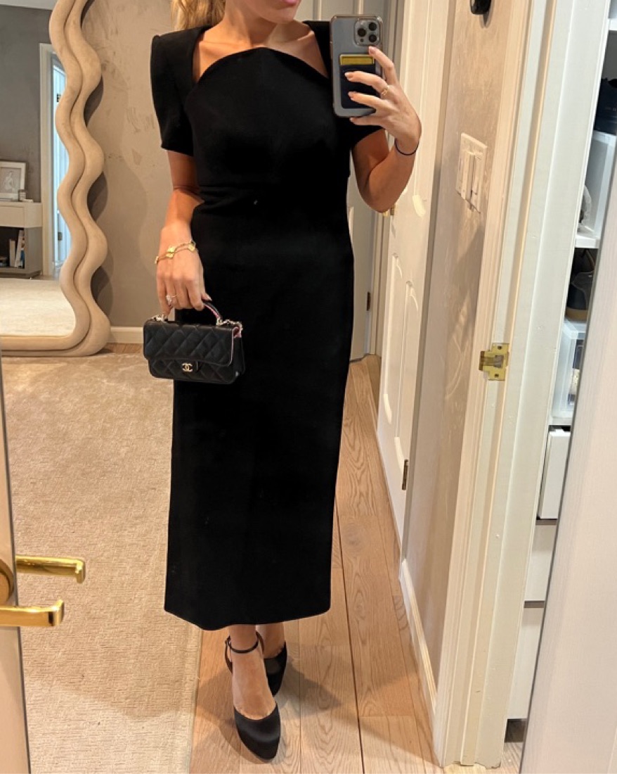 roland mouret black dress Roland Mouret Long Sleeve Flat Knit Midi Dress Black Black