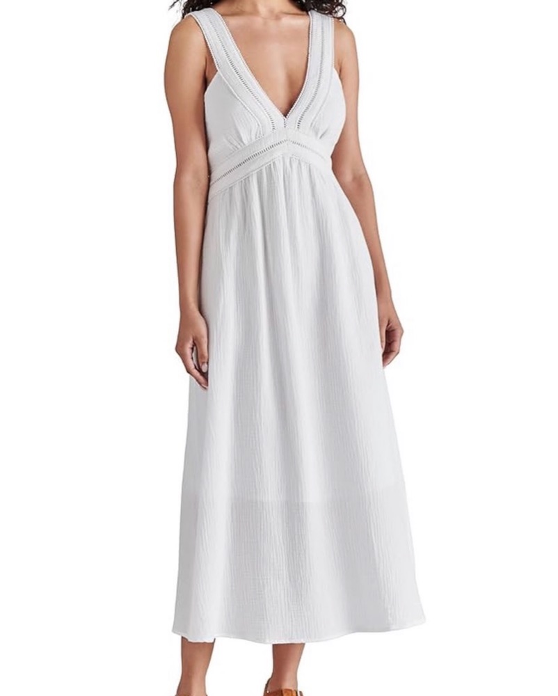 Steve Madden White Cotton Midi Dress by Steve Madden - Pickle