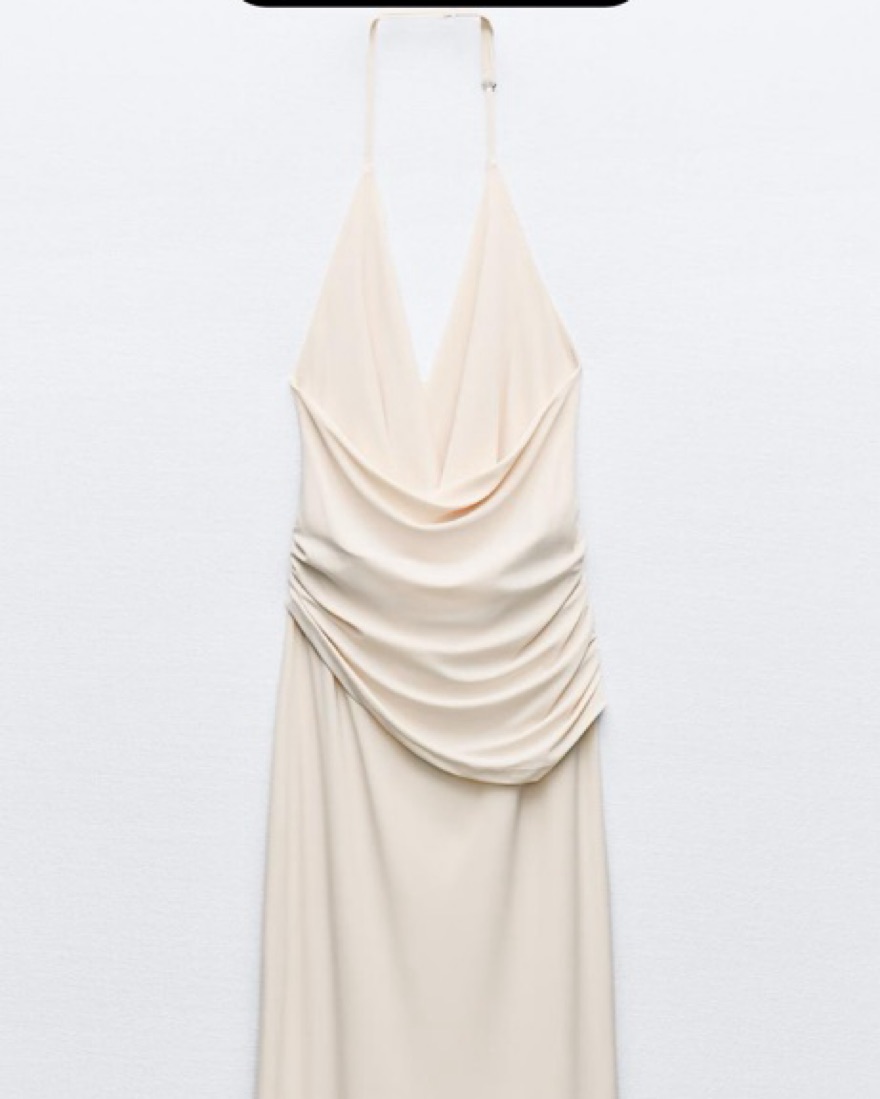 long draped halter dress zara @ZARA Draped halter dress  #zara #zaraoutfit