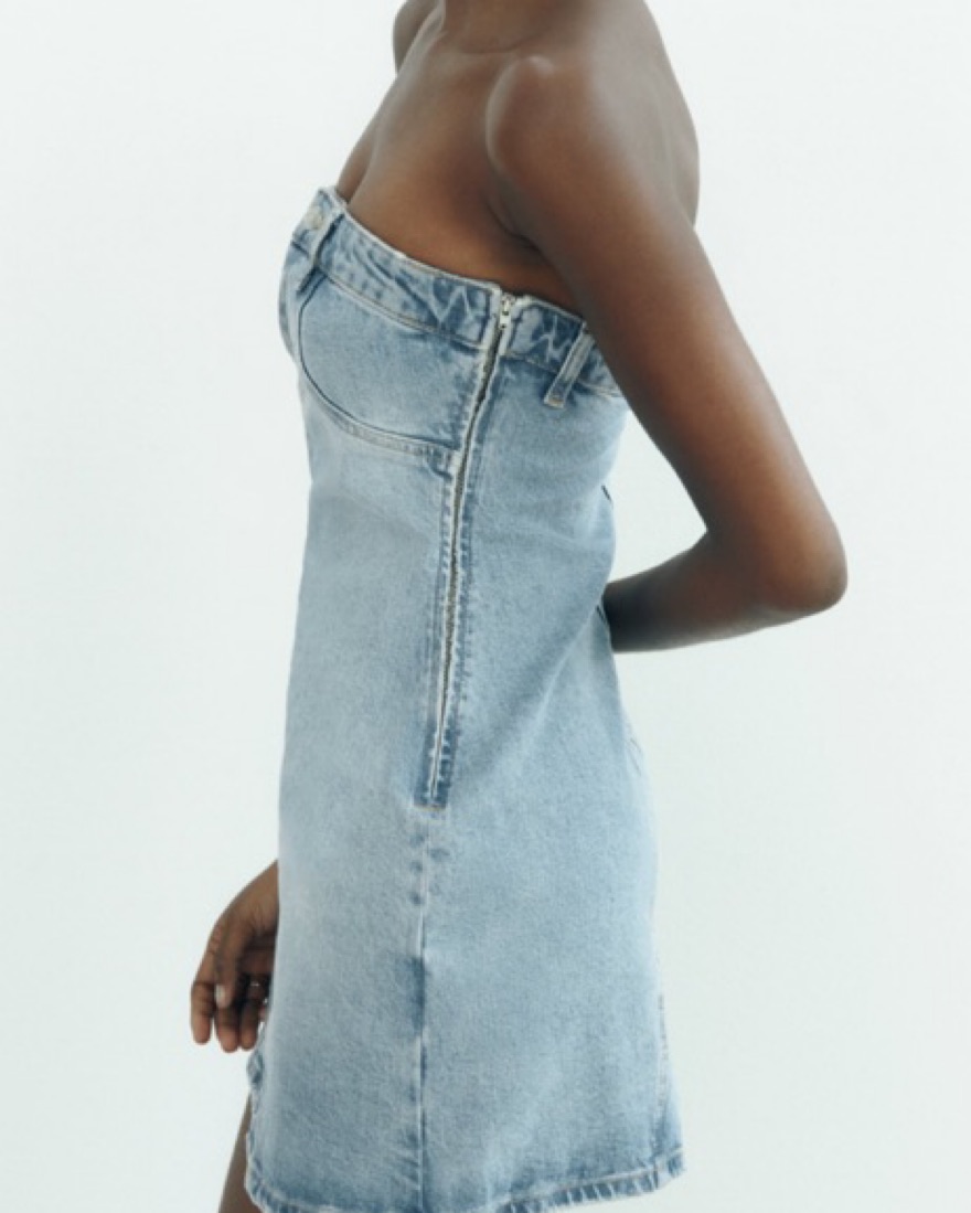 Zara TRF Strapless Denim Dress by Zara - Pickle
