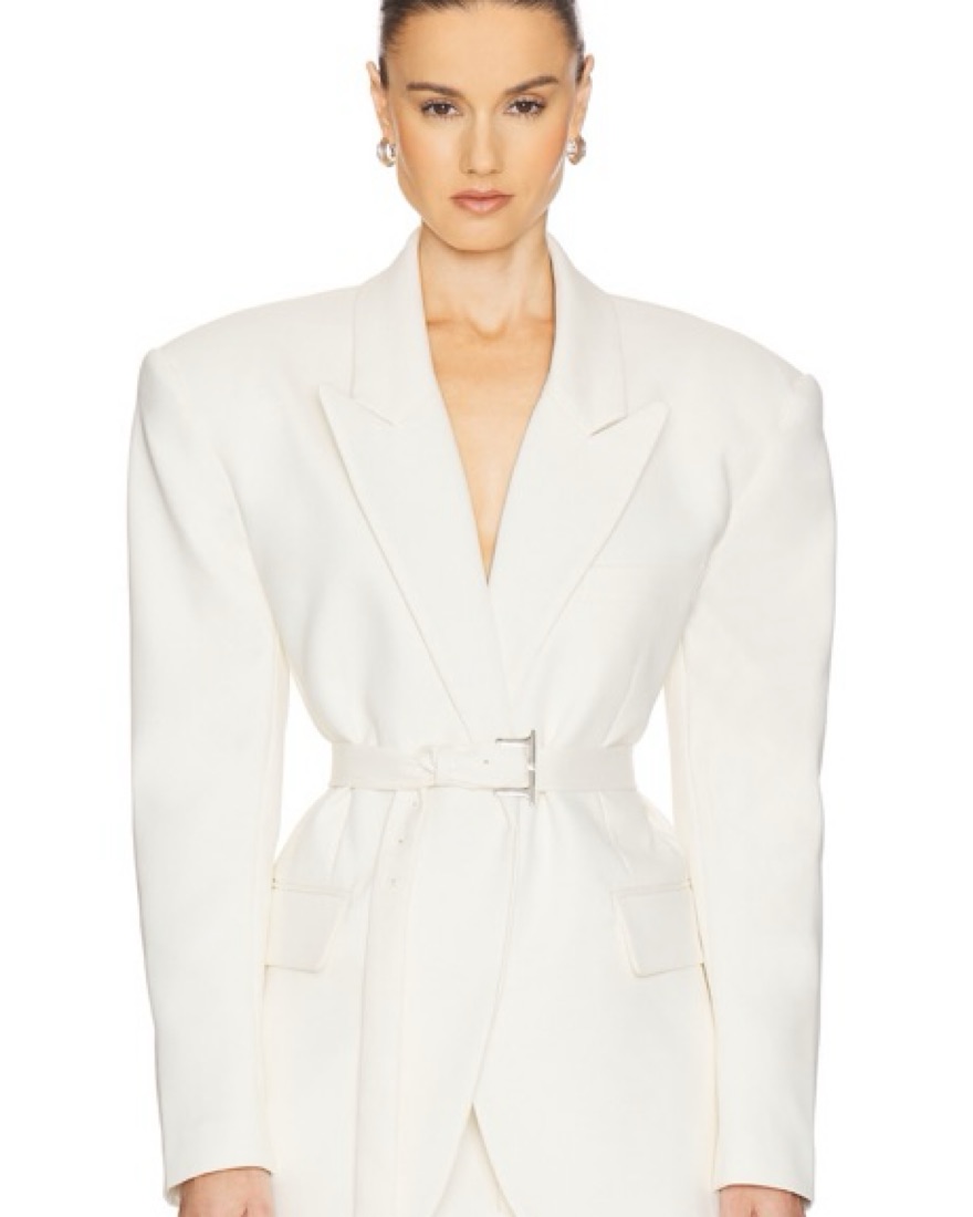 cream belted blazer dress Helsa Cream Belted Blazer Dress by Helsa